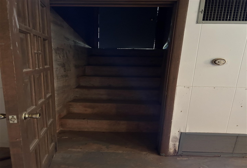 basement stairs to backyard